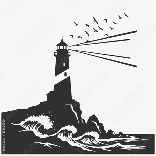 Ocean Lighthouse Silhouette Scene