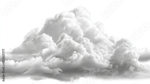 The sky is filled with clouds, creating a moody and overcast atmosphere. The clouds are white and fluffy, giving the impression of a storm brewing. Concept of foreboding and uncertainty