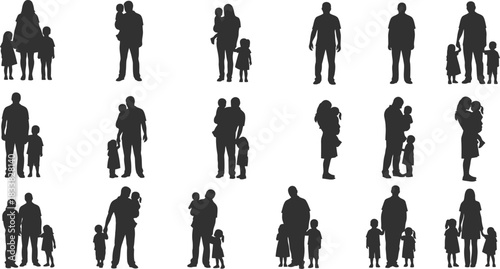 People crowd silhouettes isolated on transparent background