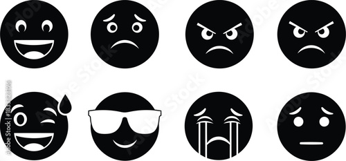 Emoji icon pack isolated on transparent background
