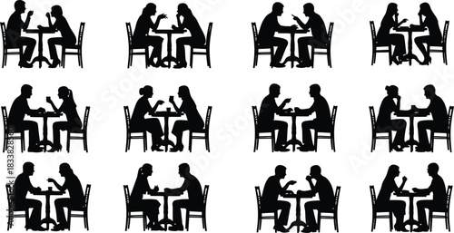 Team collaboration silhouettes isolated on transparent background