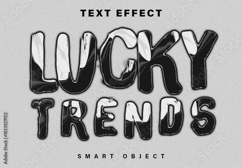 Liquid Gloss Black Text Effect Template with Distorted Marble Texture