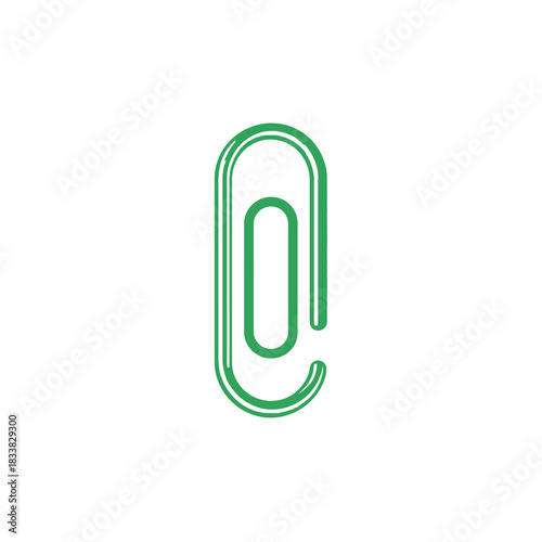 A flat design vector icon of a simple paperclip