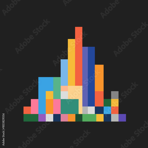 An abstract geometric data histogram in a flat design style
