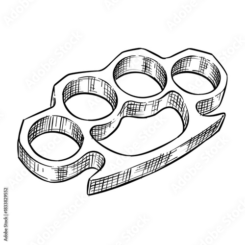 knuckle duster vector line art hand drawn illustration