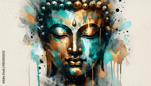 colorful brush stroke art of lord buddha