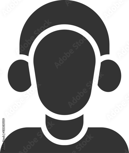 headphones icon with man and service man , assistant , helper