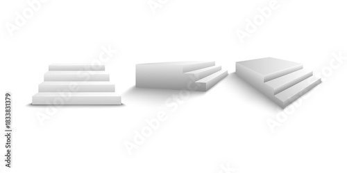 3D realistic architectural staircase design showing steps direction and interior stairway detail illustration isolated for construction, building, design, and architectural projects