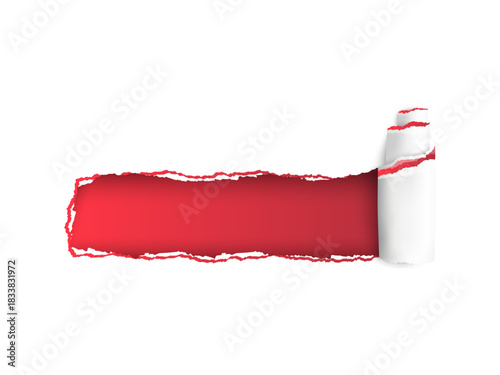 Blank torn paper hole isolated on white background with ripped effect perfect for scrap design, texture surface, creative poster, and abstract paper artwork