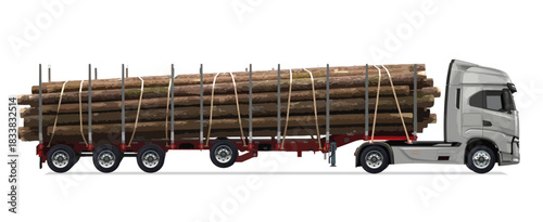 carrying wood truck side view Vector white auto big large white car new euro work haul motor fast white send sending ship giga factory