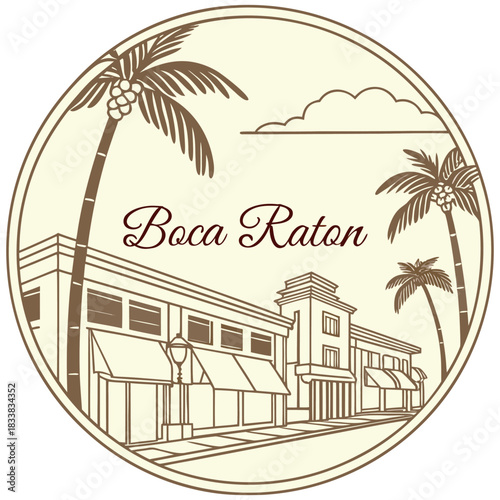 Boca Raton Commercial Street – Circular Vintage Emblem