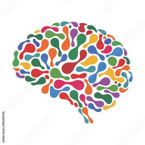 Colorful abstract brain illustration representing creativity intelligence and mental health
