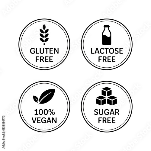 Set of allergen free and dietary restriction labels in black
