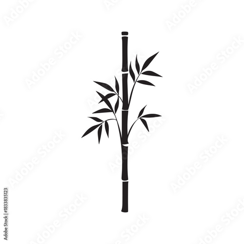 Bamboo leaves icon over white background, silhouette style, vector illustration