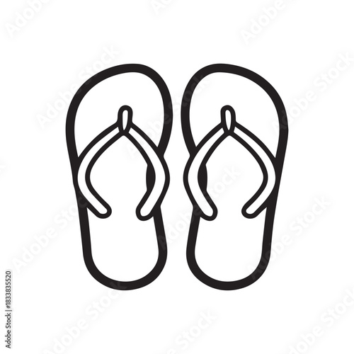 Flip Flops black outline icon lifestyle nature sun foot sea fashion design.