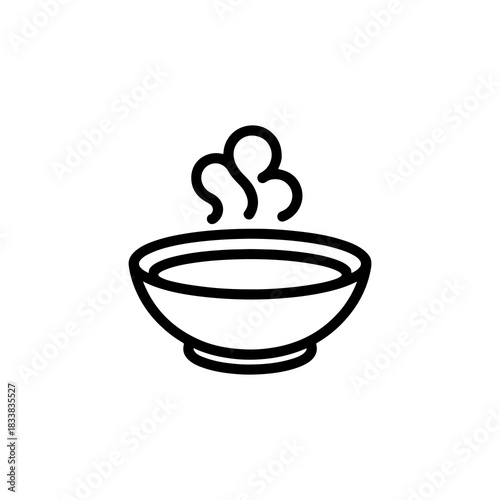 Vector illustration icon design of a hot soup bowl and spoon on a dish