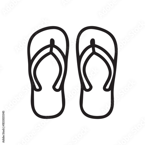 Flip Flops black outline icon lifestyle nature sun foot sea fashion design.
