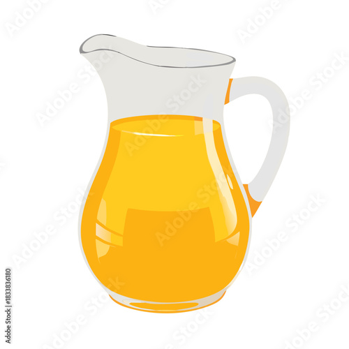 Orange juice pitcher and glass of cold drink isolated on white