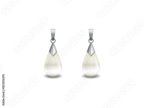 Top view fashion earring jewelry vector illustration isolated on white background, luxury accessory design perfect for style, fashion, beauty, glamour, collection, elegance and decorative concepts