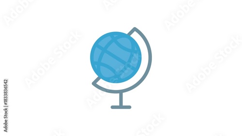 Globe icon centered on a black background, symbolizing global connectivity and geography.
