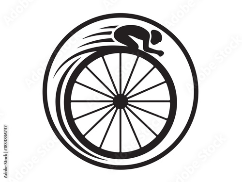  Pro Cycling Wheel Badge Icon Silhouette white background.