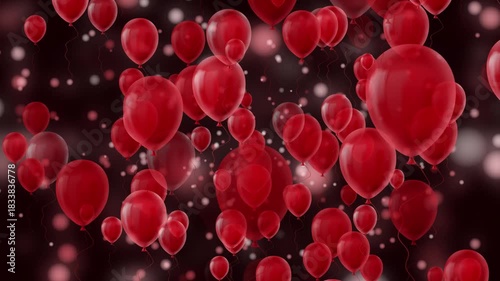 Red Balloons in Dark Sky | Festive Christmas Celebration Motion Loop