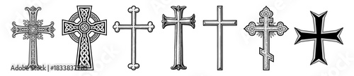 A set of different types of crosses in different styles