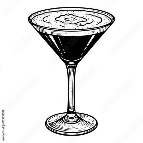 Martini cocktail in classic martini glass with foam
