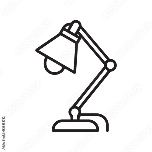 Table lamp light icon outline bright bulb design.