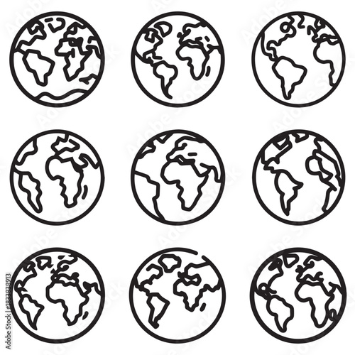 Earth black outline icon location website ball style design.