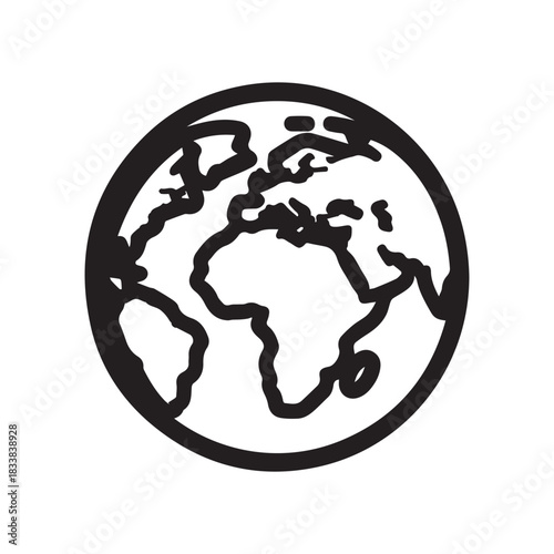 Earth black outline icon location website ball style design.