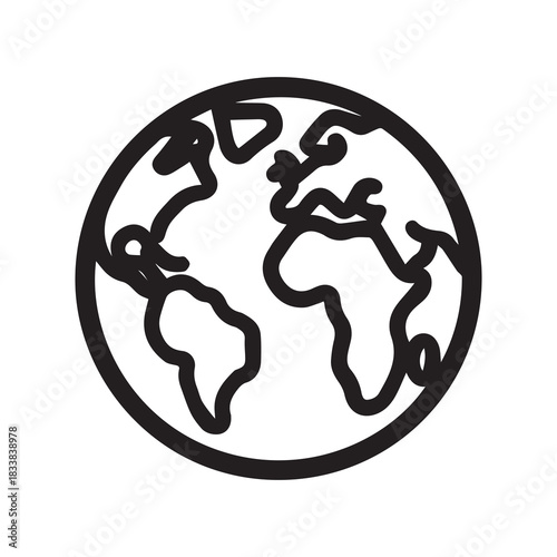 Earth black outline icon location website ball style design.