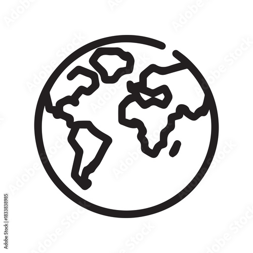 Earth black outline icon location website ball style design.