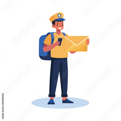 Postman Delivering a Letter Illustration