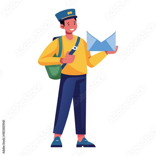 Postman Delivering a Letter Illustration