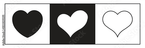 Heart icon set. Isolated love symbol, vector illustration