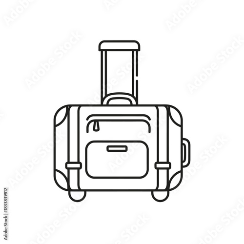 Travel suitcase outline icon - ready for your vacation adventures, with luggage on wheels