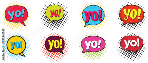Yo bubble text style creative icon exclamation fun hand funny design.