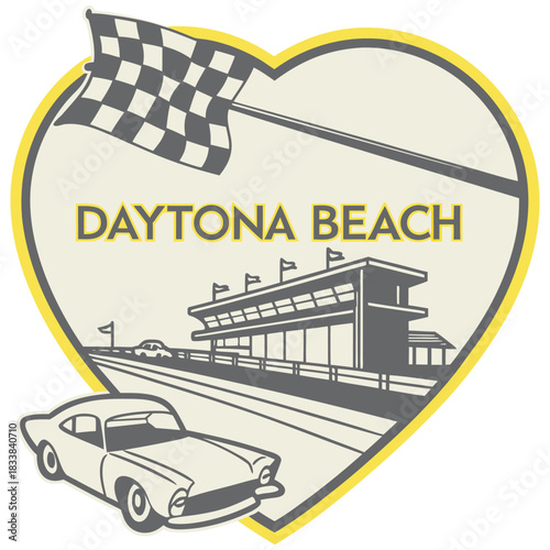 Daytona Beach Classic Car and Track – Heart-Shaped Racing Poster