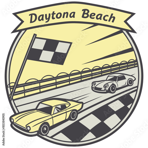 Daytona Beach Finish Line and Speed – Retro Racing Poster