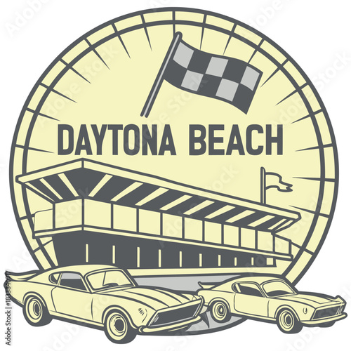 Daytona Beach Vintage Cars and Globe – Racing Heritage Emblem