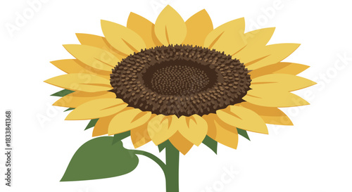 Vibrant sunflower art with bold yellow petals on a green stem