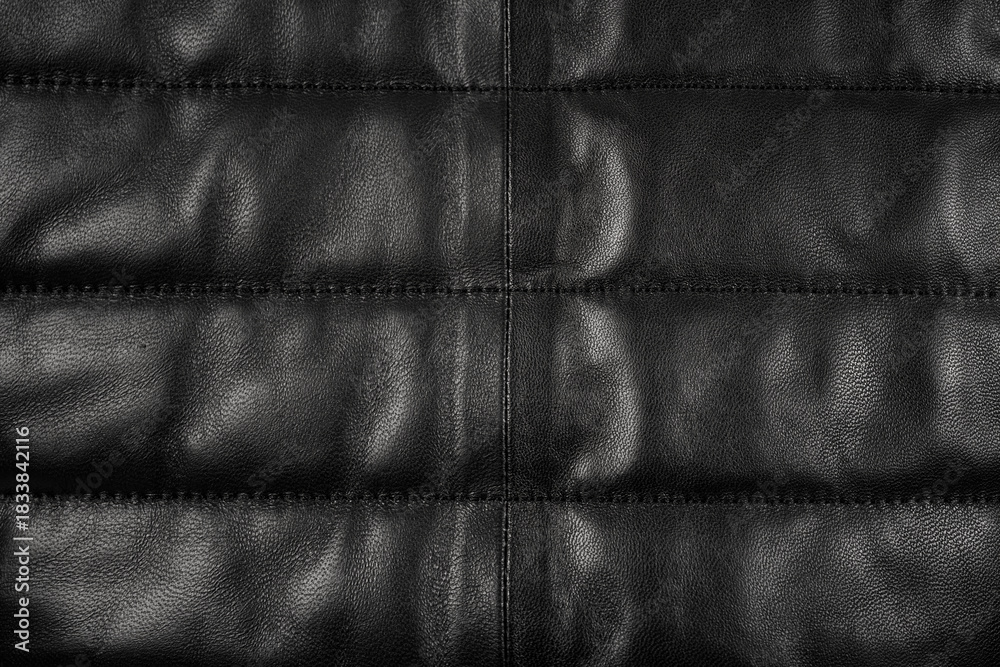 Obraz premium Black Horizontal Quilted Leather Texture