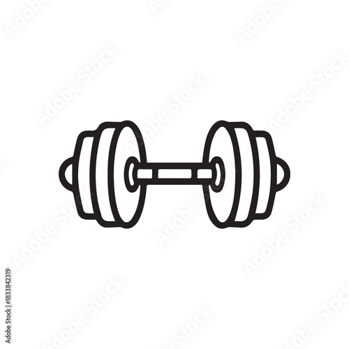 Dumbbell gym outline icon training strong healthy design.