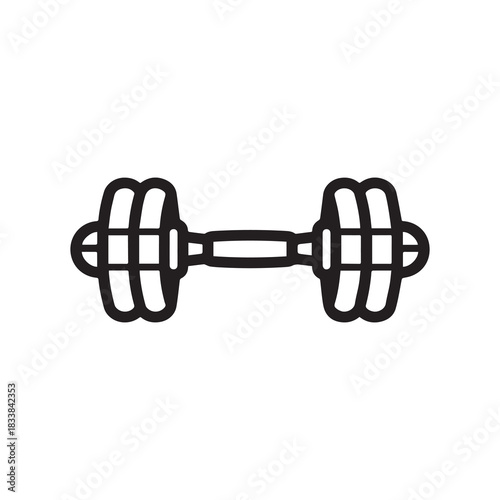 Dumbbell gym outline icon training strong healthy design.