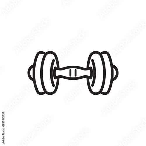 Dumbbell gym outline icon training strong healthy design.