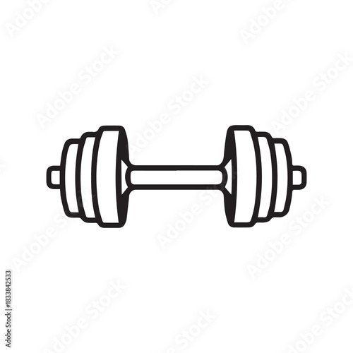 Dumbbell gym outline icon training strong healthy design.