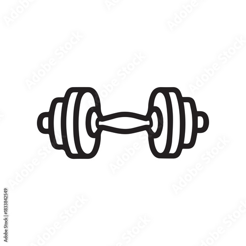 Dumbbell gym outline icon training strong healthy design.