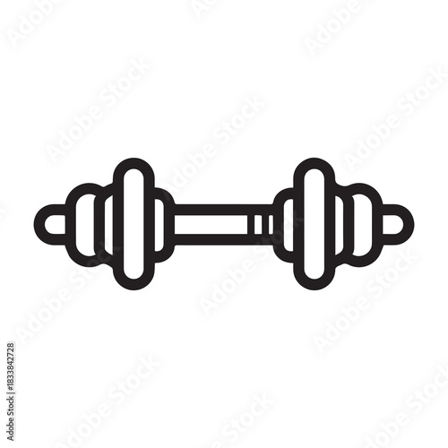 Dumbbell gym outline icon training strong healthy design.