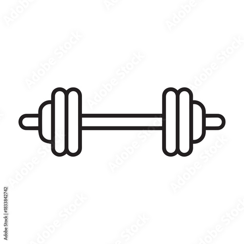 Dumbbell gym outline icon training strong healthy design.